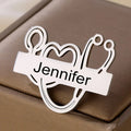 Custom Name Brooch Jewelry Stainless Steel Lapel Pin Engraved Name Badge Gift for Doctor Nurse