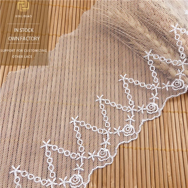 Small Flower Embroidered Gauze Lace Water-Soluble Tulle with Beads for Wedding Decorations Dress Accessories Featuring Roses MegaBDM