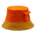 Custom Two-Tone Orange Cotton Bucket Hat with Letter Pattern and Pockets for Outdoor Casual Travel Use Sun Protection