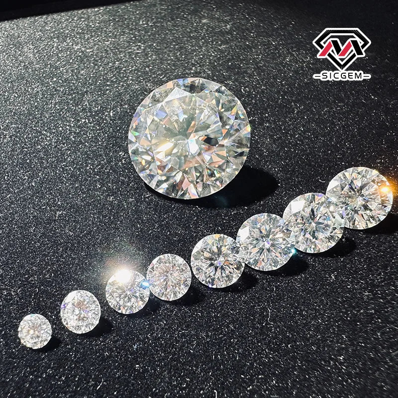 SICGEM Wholesale Synthetic Moissanite 3mm-18mm Loose D Color VVS1 Clarity Excellent Brilliant Cut GRA Certified Color Play/Fire