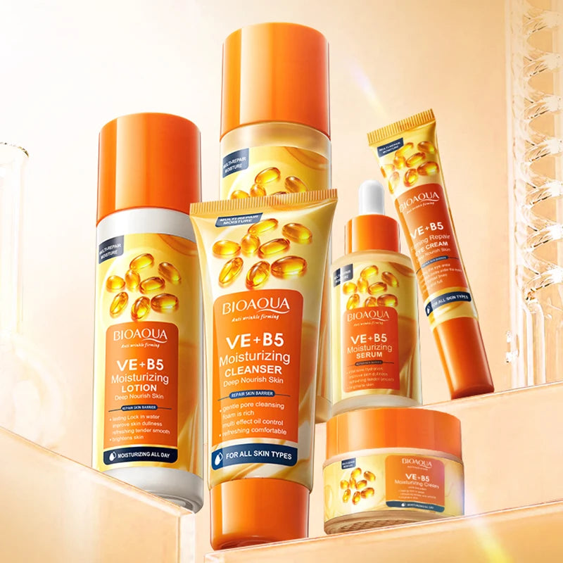 OEM/ODM New Beauty Product BIOAQUA Vitamin E B5 Anti-wrinkle Hydrating 6pcs Skin Care Set