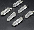 Natural Stone Stainless Steel Clear Quartz Crystal Pendant Necklace Natural Druzy Clear Quartz Gemstone Pendant Necklace