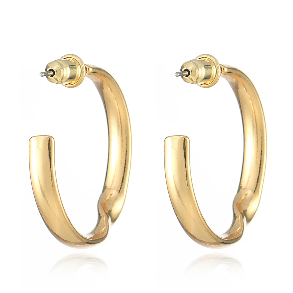 Women's Classic Gold-Plated Brass Hoop Earrings Fashion Jewelry for Party and Engagement Factory Wholesale Number Shape