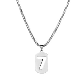 AA01551 Wholesale Stainless Steel Unisex Necklace Personality Simple Lucky 7 Word Pendant Necklace Daily Life