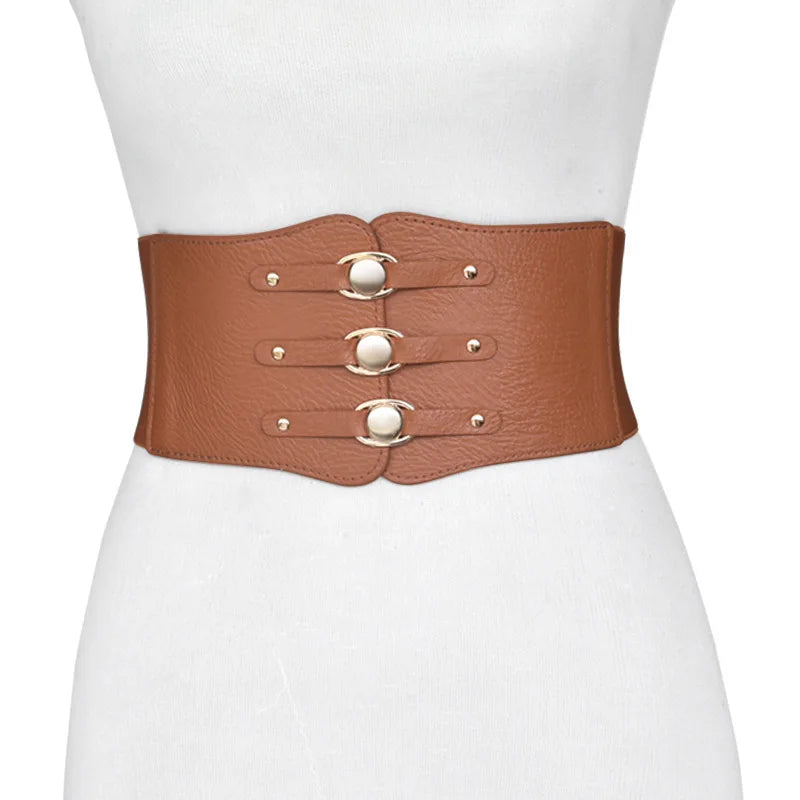 Wide Stretchy Vintage Waist Belt With Metal Buckle Muticolore Wide Waistband for Dress