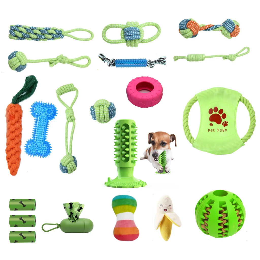 2023 New Arrival Eco-Friendly Pet Toys 20 Pack Multifunctional Squeaky Rope Plush Small Dog Toy Set for Puppy