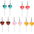 Cute Resin Heart Lollipop Drop Earring Handmade Candy Color Simulation Food Earring for Women Girl Funny Friendship Jewelry