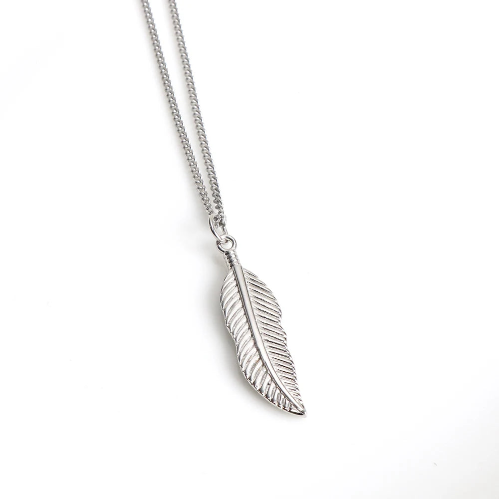 Captivating Steel Silver Tone Necklace Feather Design Inspired by Nature Fashionable Accessory for All Genders