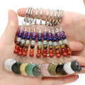 Semi Precious Stone Chakra Round Bead Moon Crystal Keychains for Bag Key Hanging Pendant Decor