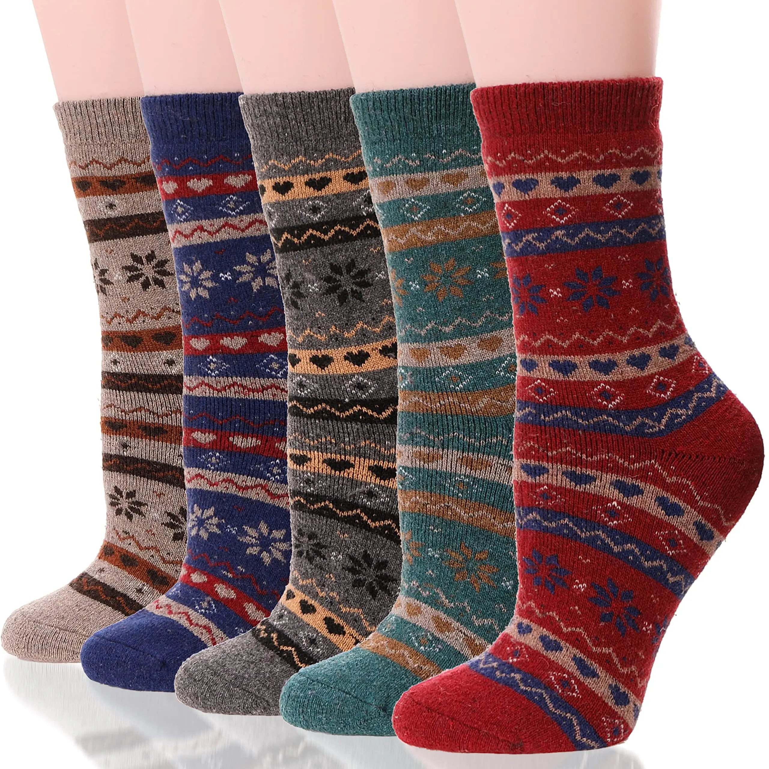 Winter Warm Thick Cashmere SocksThermal Cosy Crew Cabin Ladies Work Soft Hiking Gift Socks for Cold Weather 5 Pack