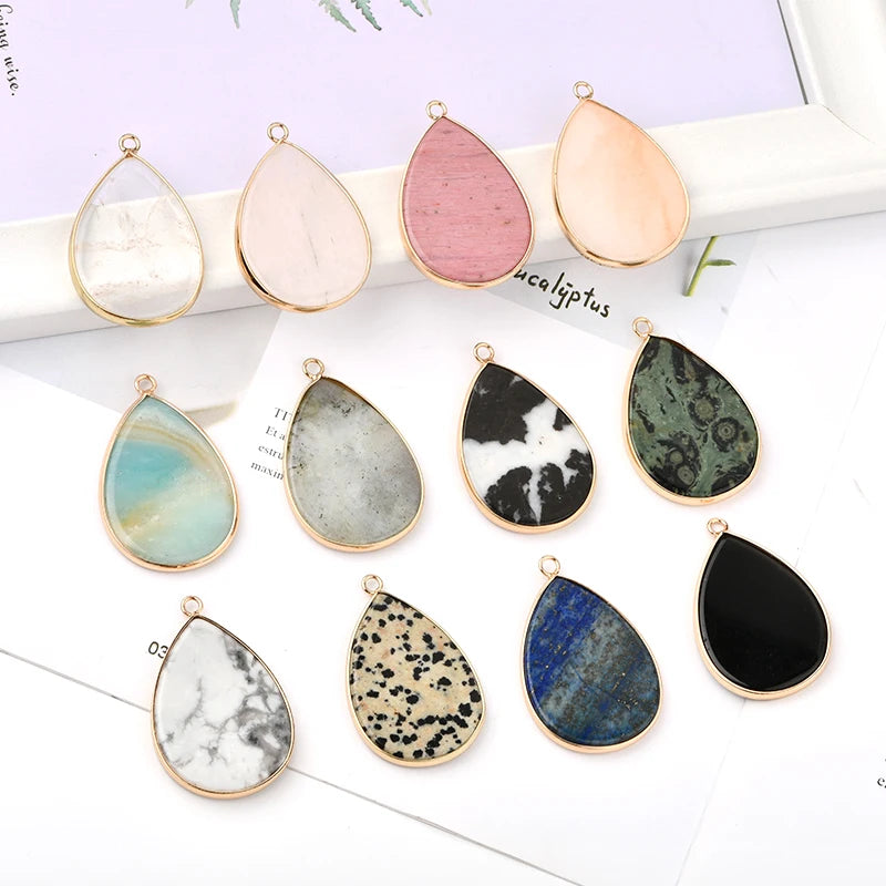 Natural Crystal Big Teardrop Bead Stone Pendant Drop Crystal Charm Bead Pendant for Diy Jewelry Making