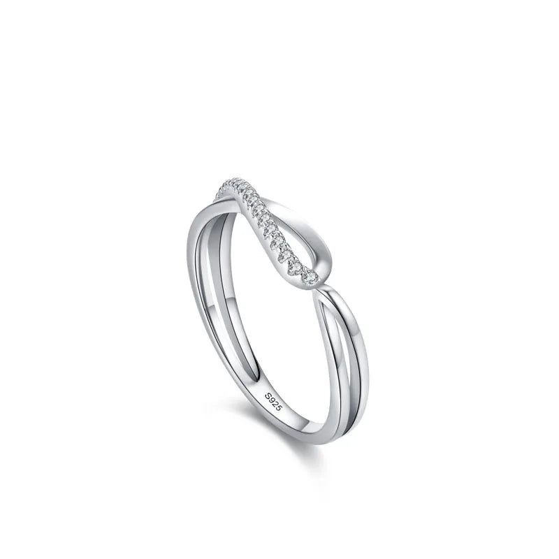 Simple Versatile 925 Sterling Silver Geometric Eternity Ring Forever Infinite Love Gemstone Ring for Romantic for Parties