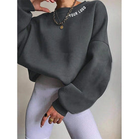Custom Mock Neck Sweatshirt Women's Fleece Hoodies Jumper Crew Neck Women Pullover Hooded Oversized Sweatshirts Women