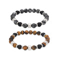 Fashion 8MM Matte Tiger Eye Onyx Stone Beaded Bracelet Men Stainless Steel Adjustable Energy Jewelry Business Gift Daily Wear