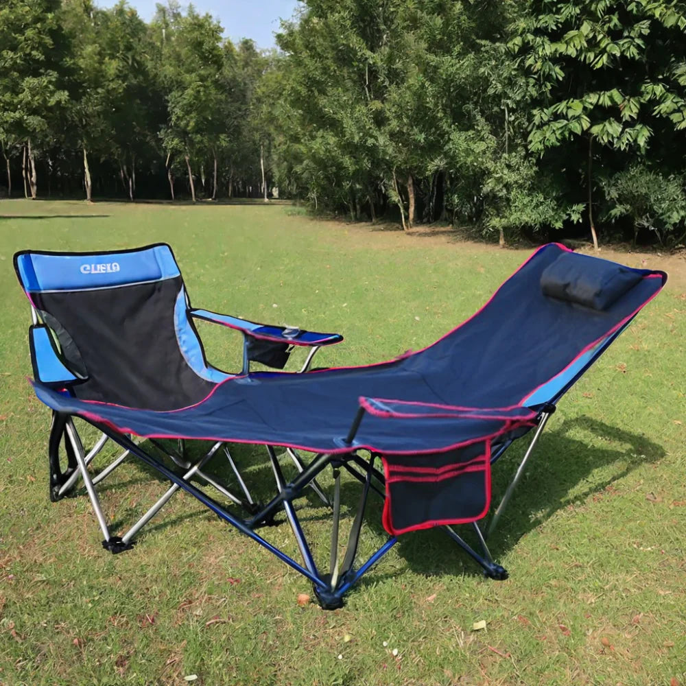Modern Portable Double Camping Chair Outdoor Folding Metal Oxford Fabric Beach Fishing Balcony Nap Leisure Rest Garden