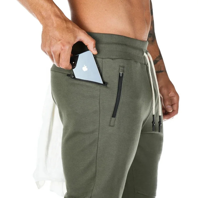 Custom Mens Zip Phone Pockets Cotton Sweat Pants Running Sports Gym Jogger Trousers Track Pants Men's Pants & Trousers