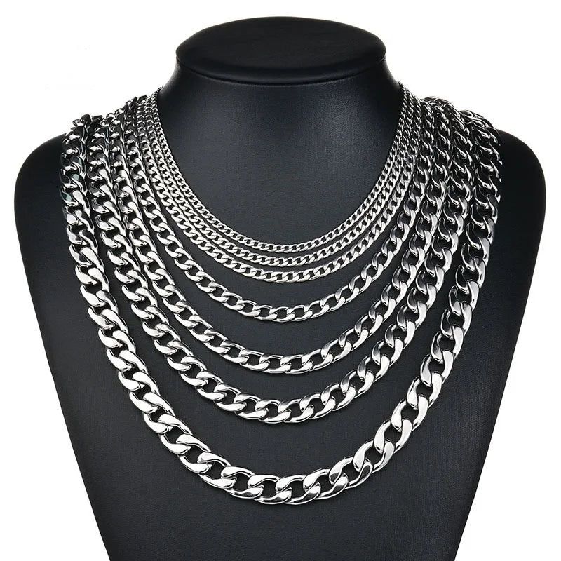 Hot New Hip Hop Men's and Women's Simple Necklace Stainless Steel Necklace