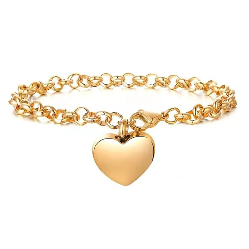 Heart Urn Cremation Bracelet for Ashes Stainless Steel Ashes Jewelry Dog Paw Print Urn for Pet Animals Ashes Free Engrave