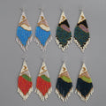 Bohemian Women's Creative Hand-Woven Seed Bead Earrings with Landscape Painting and Tassel Drop Design