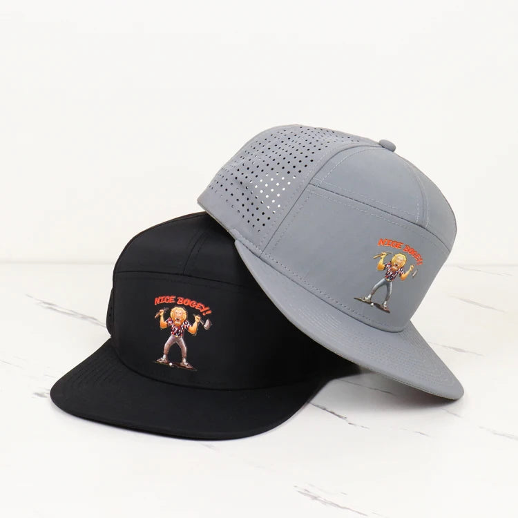 Customized 7 Panel Print logo Nylon Snapback Cap