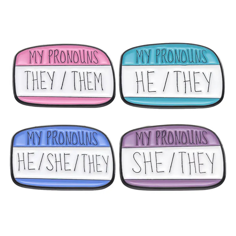 My Pronouns They Them He She Enamel Pins Rainbow Stripe Dialog Box Brooch Wholesale Lapel Pin for Backpack Clothes Collar Badge