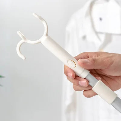 Aluminum Clothes Fork Long Retractable Rods Adjustable U-shaped Clothes Airing Fork Support Clothes Rack