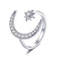 Fashion Women Jewelry Copper Rhinestones Rings Diamond Moon Star butterfly Leaf Shaped Opened Adjustable Crystal Gemstone Rings