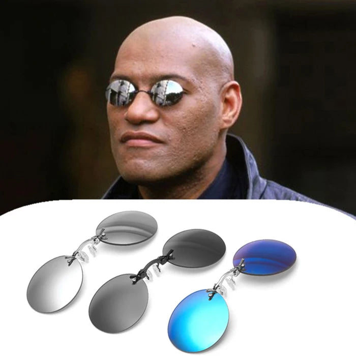 Retro Classic Luxury Frameless Sun Glasses Uv400 Rimless Clamp Round Mini Nose Clip Sunglasses for Men
