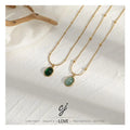 Carline Fine Jewelry Gold Plated Fashion Circle Shape Wholesale Green Zircon Stainless Steel Minimalist Design Necklaces MegaBDM