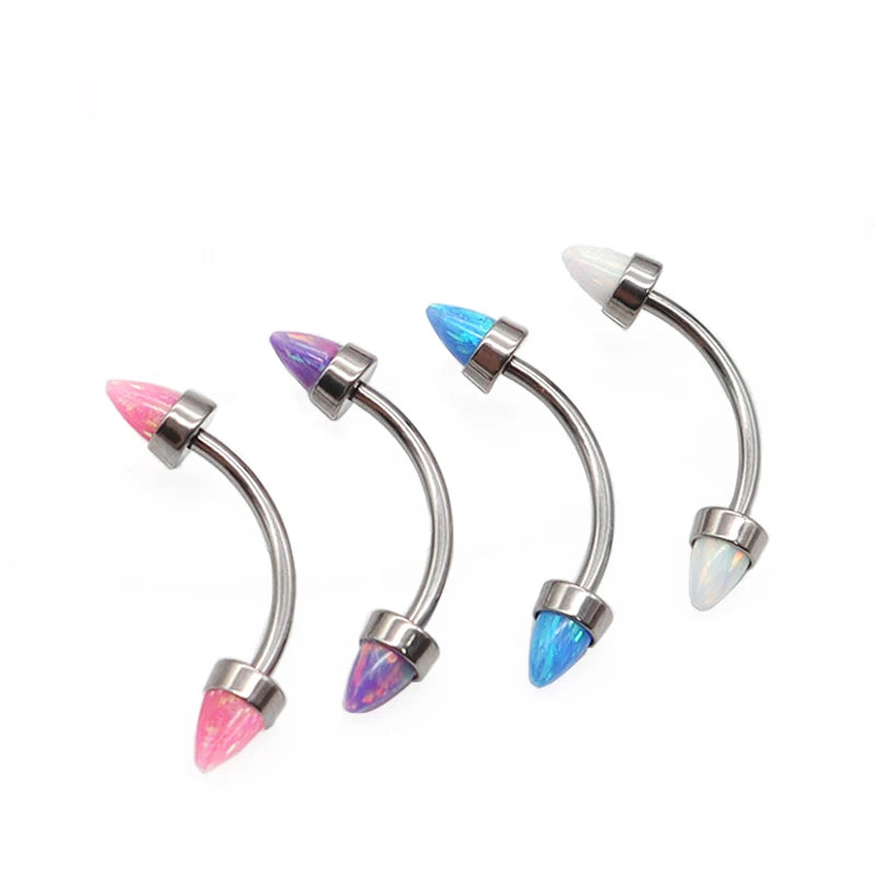 2025 Wholesale Astm F136 Titanium Body Piercing Jewelry Gold Opal Eyebrow Studs Fashion Nose Ring Eyebrow Bone Earrings Weddings