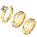 Custom 18k Gold Plated CZ Diamond Promise Rings for Couples Wedding Engagement Stainless Steel Men's Women's Bague Anillos Anel