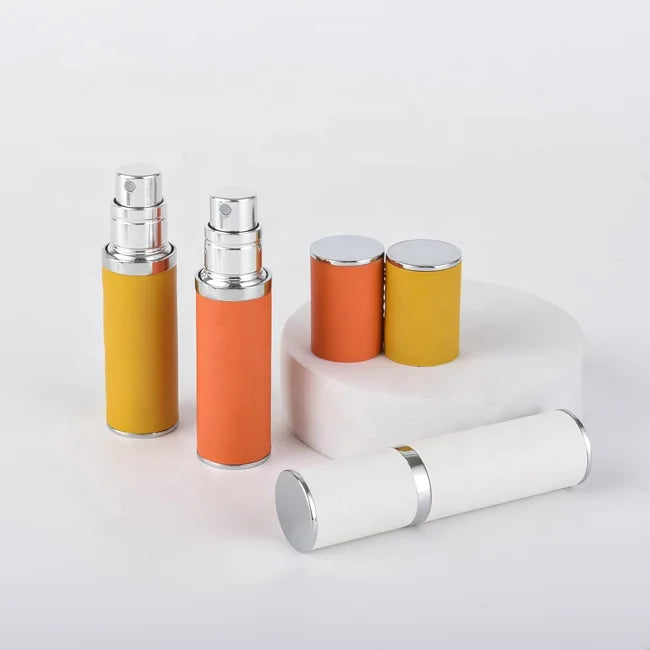 Custom 5ml Leak-Proof PU Leather Bottom Refill Filling Glass Perfume Atomizer Spray Bottle with Matte Finish and Pump Sayer