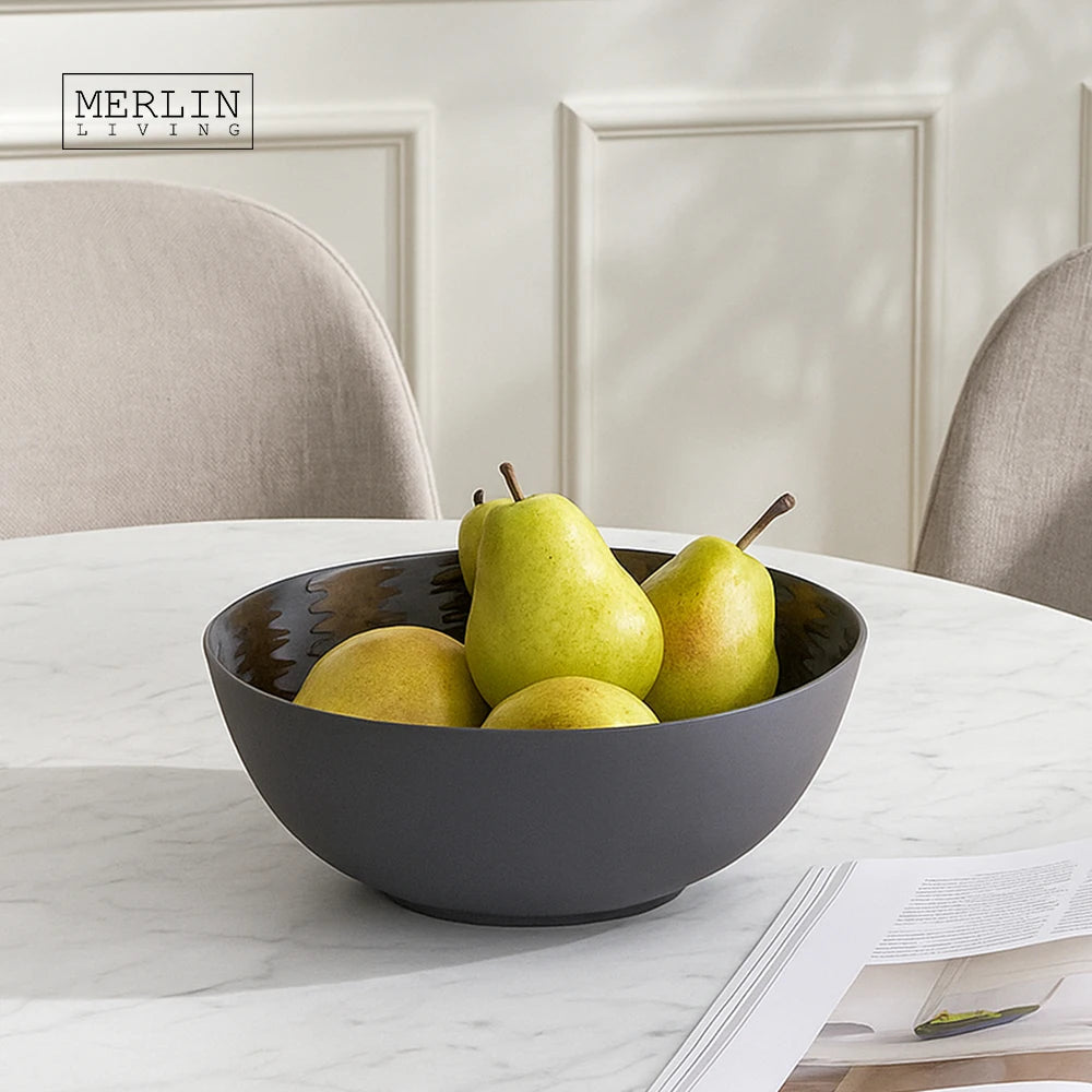 Merlin Living Metallic Glaze Bowl Ceramic Fruit Bowl Luxury Home Decor Ceramic Decoration Chaozhou Ceramic Factory Wholesale
