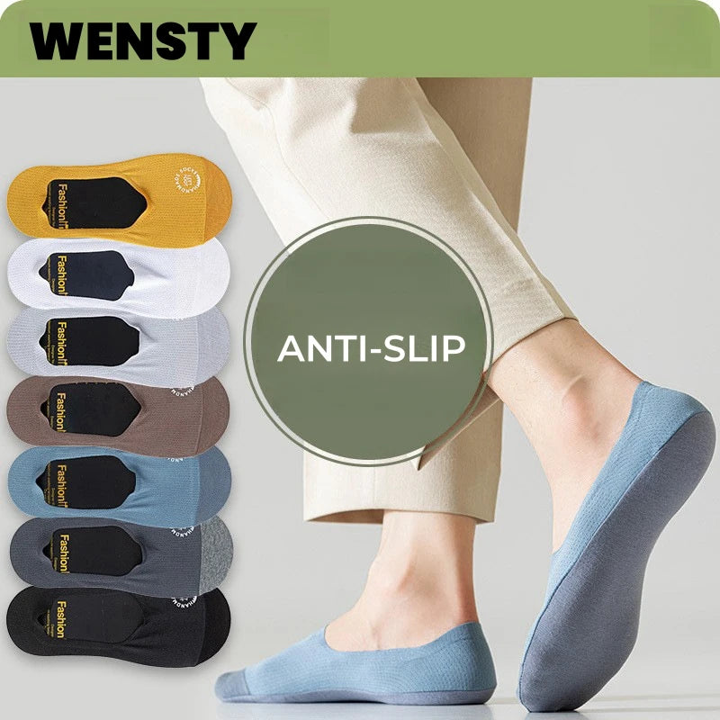 Top Quality Men's Summer Mesh Breathable Cooling No-show Socks Ice Silk Cotton Anti-odor Low Cut Anti-slip Large Size Socks