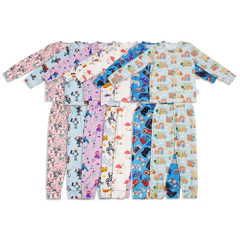 Organic Bamboo Kids Pajamas Printed Kids Loungewear Custom Children Pyjamas Hight Quality Kids Slpeep Wear Children Clothes