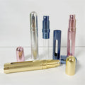 Matte 5ml 8ml 10ml 12ml Aluminium Shell Glass Perfume Bottle with Visible Window Pump Spray and Plastic Collar for Lotions