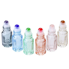 3ml Color Wholesale Octagonal Glass Small Ball Bottle Plastic Cap Small Essential Oil Bottle Perfume Sample Bottle
