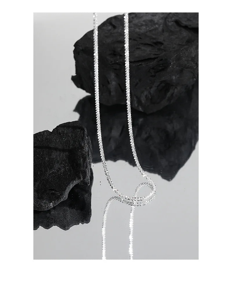 VIANRLA  925 Sterling Silver Sparkle Glitter Margarita Twisted Rock Chain 2.00mm Shiny Chain Necklace