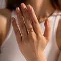 Geometric Jewelry Waterproof Stainless Steel 18K Gold Plated Hollow Double Layer Opening Ring for Women