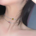Hot Sale Fashion Geometric Rhinestone Necklace Crystals Healing Stones Necklace Shiny Square Crystal Choker Necklace for Women