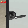 Luxury Modern Bathroom Lock Black Glass Door Handle Locking Aluminum Door Lock Handle Set for Interior Doors