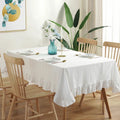 Rustic Flounces Tablecloth - Cotton Linen Washable Vintage Ruffle Trim Table Cover for Boho