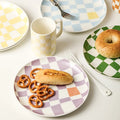 Wholesale Round Checkerboard Dinner Plate Bone China Charger Plate