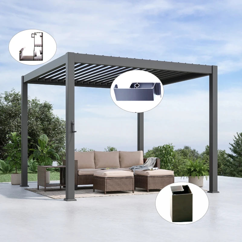 OEM Extruded Aluminum Alloy Outdoor Pavilion Profiles Waterproof Sunshade Shed Pergola Frame Aluminum Profiles Direct Sales