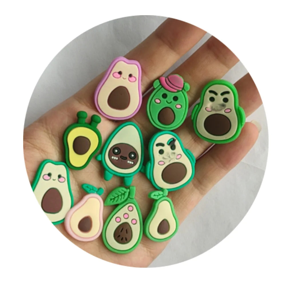 Cheap Price Kawaii Cartoon Fruit Avocado Flatbacks Lovely PVC Rubber Fruit Avocado Cabochons Hair Bow Accessories DIY Party Gift