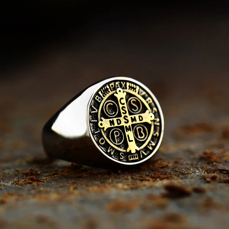 SS8-850R Steel Soldier Hot Sale Gold Silver Plated Punk Stainless Steel Cross Rings for Men Jewelry