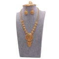 Dubai 24K Gold-plated Jewelry Set African Bride Luxury Necklace Earrings Ring Bracelet 4pcs Jewelry Sets