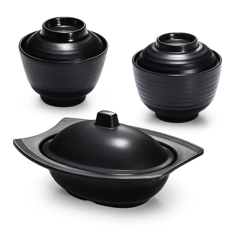 Wholesale Melamine Miso Soup Bowl with Cover Dinnerware Sets Safe for Home & Restaurant Use