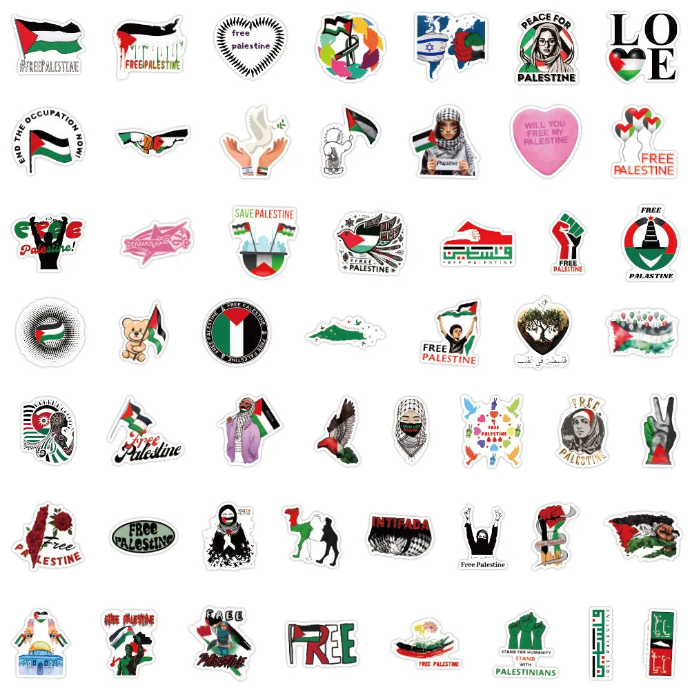 Hot Selling Custom Palestine Flag Stickers Factory Sale Waterproof PVC Eco-Friendly Durable Home Decorations Cartoon Pattern
