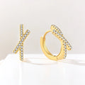 QX Custom OEM Minimalist Dainty 925 Silver Zircon Vintage Fine Jewelry 18k Gold Plated CC Hoop & Huggie Earing Women Luxury